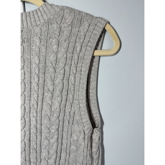 Nicole Miller Cable Knit Sweater Vest XL Gray Button Up Grandpa Core Preppy Retr - Picture 8 of 10